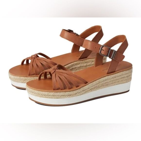 Lucky Brand Sandals Women’s 8 Juniffer Brown Leather Platform Wedge New - Picture 1 of 7